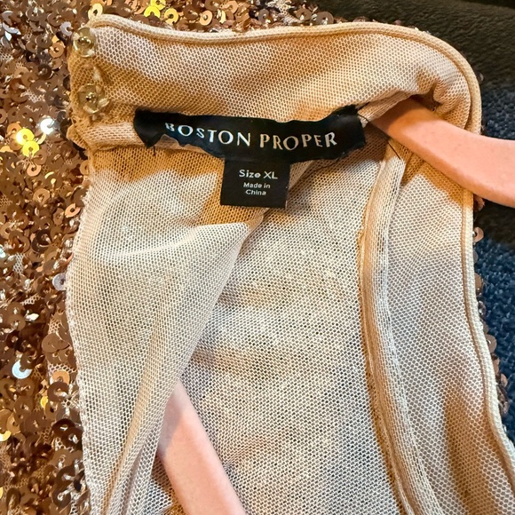 Boston Proper Sequin Blouse in Bronze - Picture 6 of 9